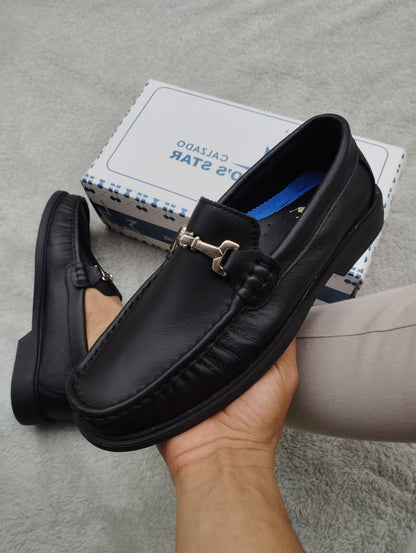 Mocasín Clásico H Negro Cuero