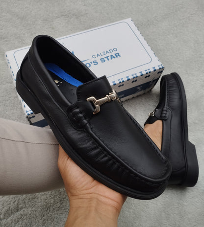 Mocasín Clásico H Negro Cuero