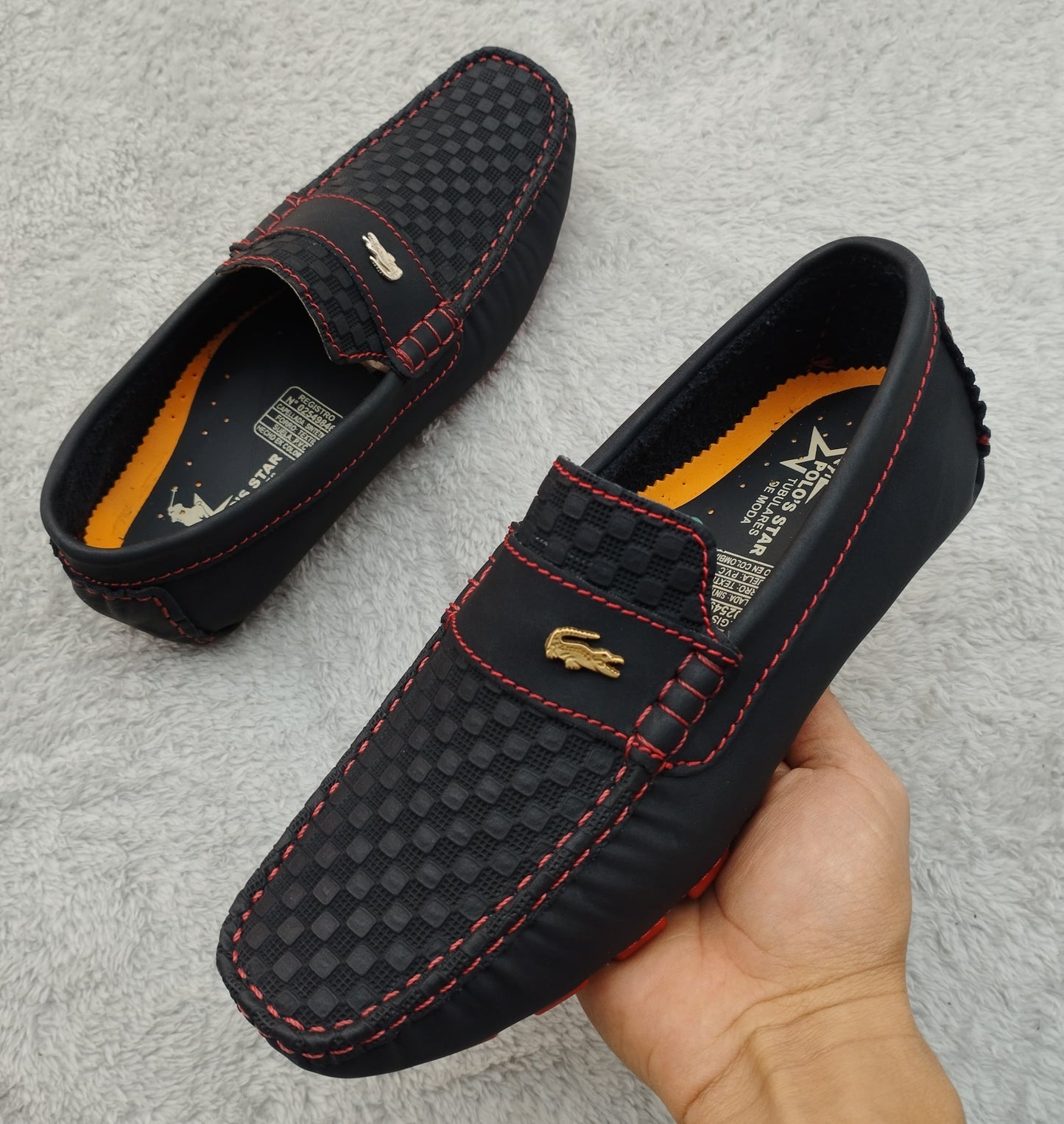 Mocasín 213 Negro x Rojo rep