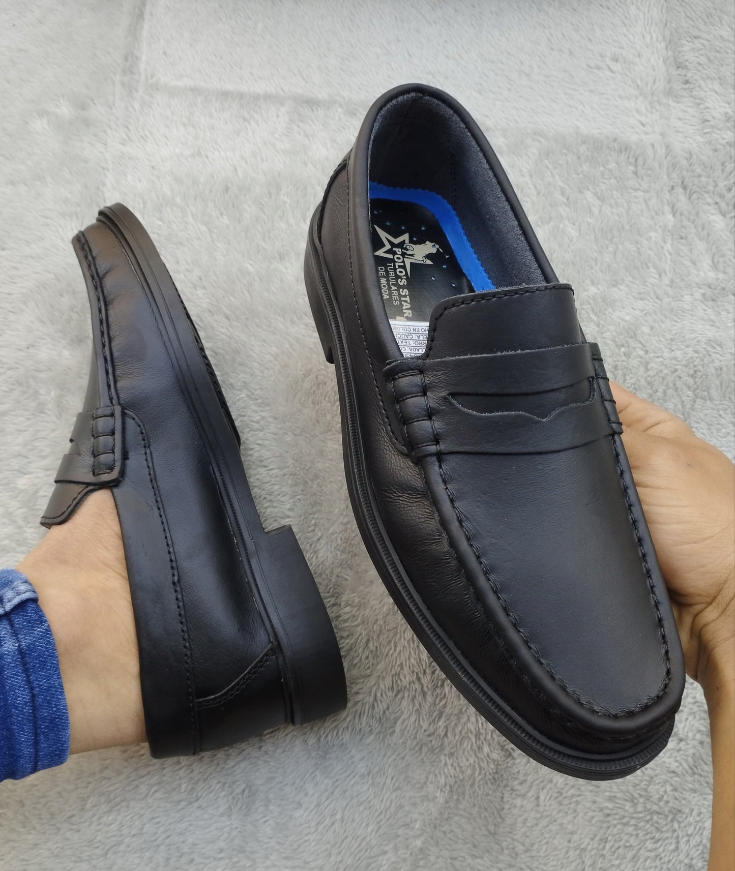 Mocasín Clásico Negro Cuero